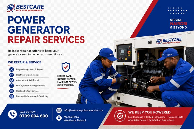 Power generator repair service in Nairobi, Kenya by Bestcare Appliance Repair